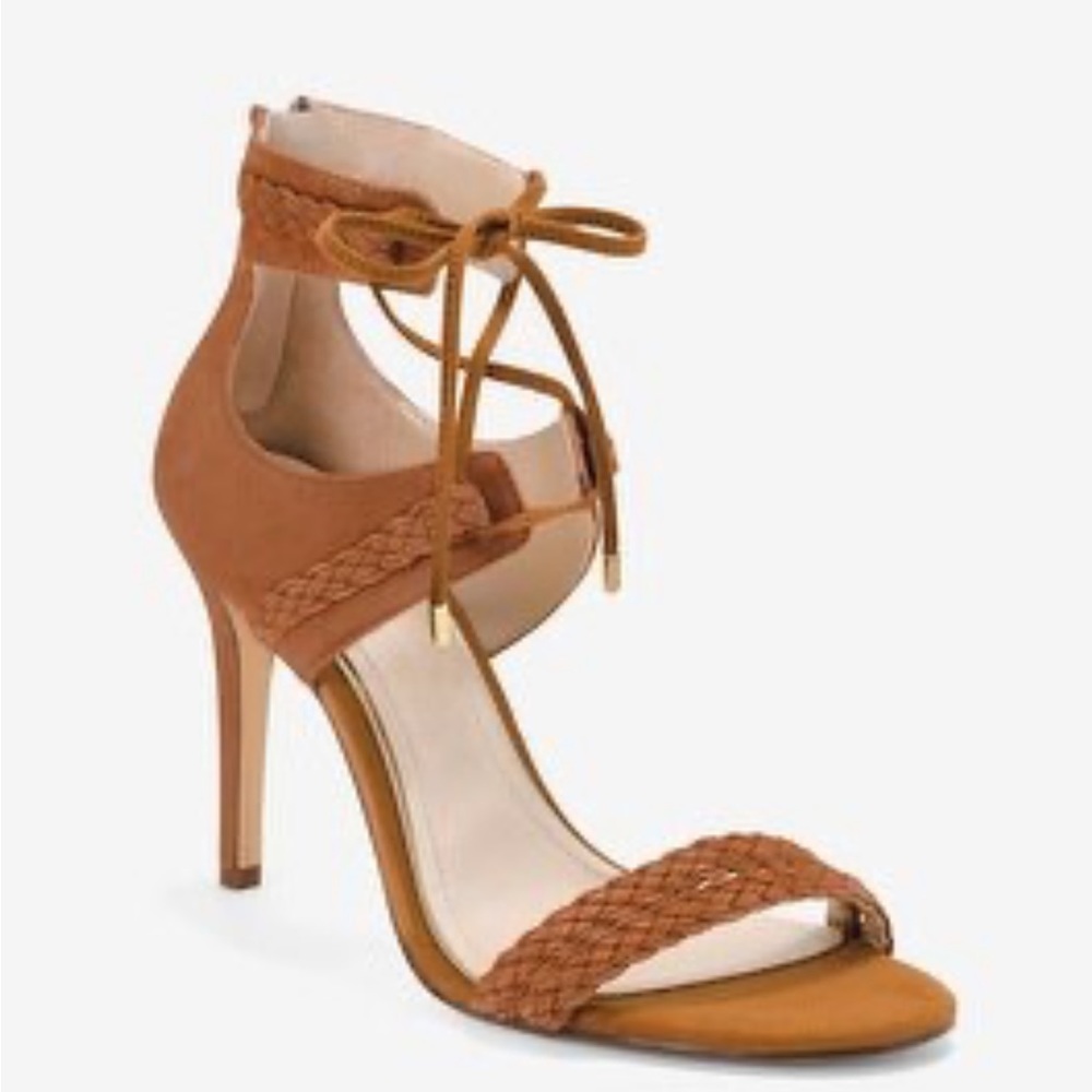 New in Box WHBM Braided Suede Tie-Front Heels
